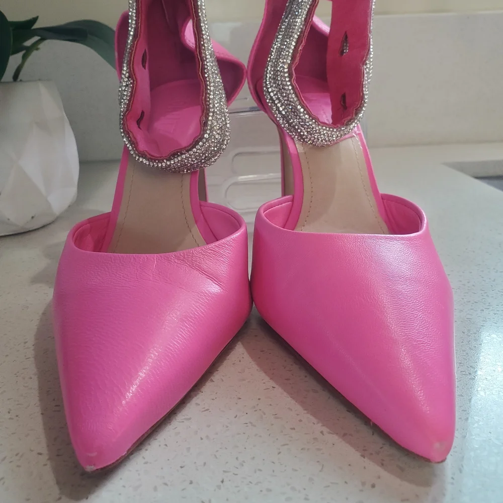 Schutz Elegant Pink Ankle Strap Heels Size 7.5 - Picture 9 of 9